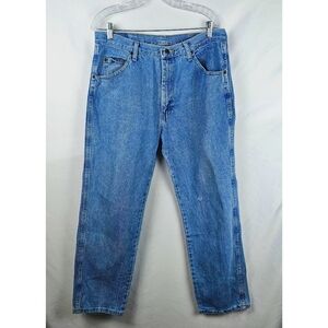 Vtg Wranglers Denim Jeans Regular Fit Straight Leg Men's 36x30 Workwear Riding